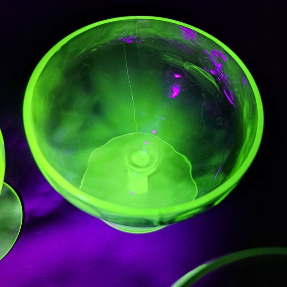 Hazel Atlas Depression Green Uranium Glass Footed Sherbet Dessert Cup - Picture 16 of 16